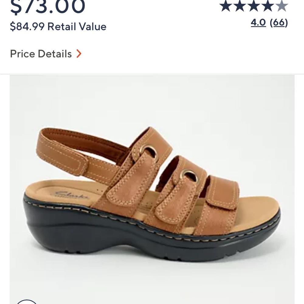 MWT Clarks Mariah 2 Tan Sandals with Adjustable Straps - Picture 4 of 4